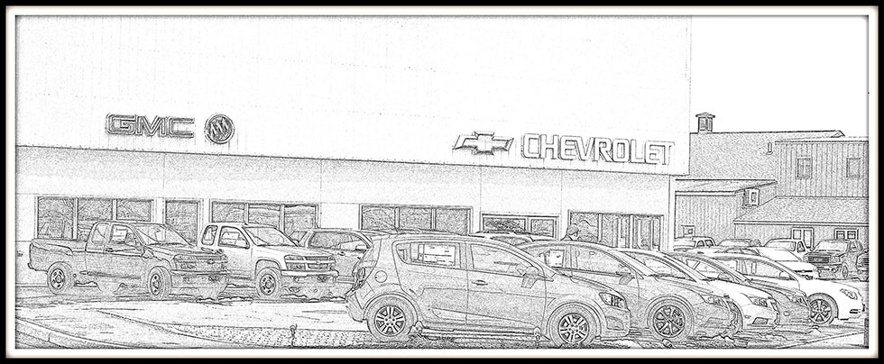 sketch of Valley Motors dealership